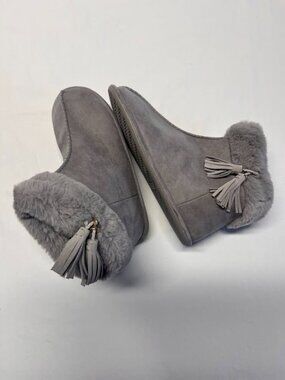 Ted Baker Grey Faux Fur Tassel Slipper Boots - Women's Size 7